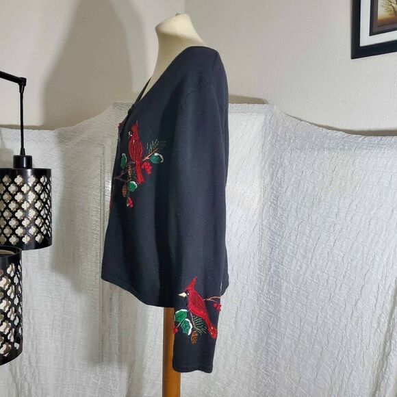 Tiara International VTG Cardinal Christmas Knit Sweater Size XL - Picture 4 of 11